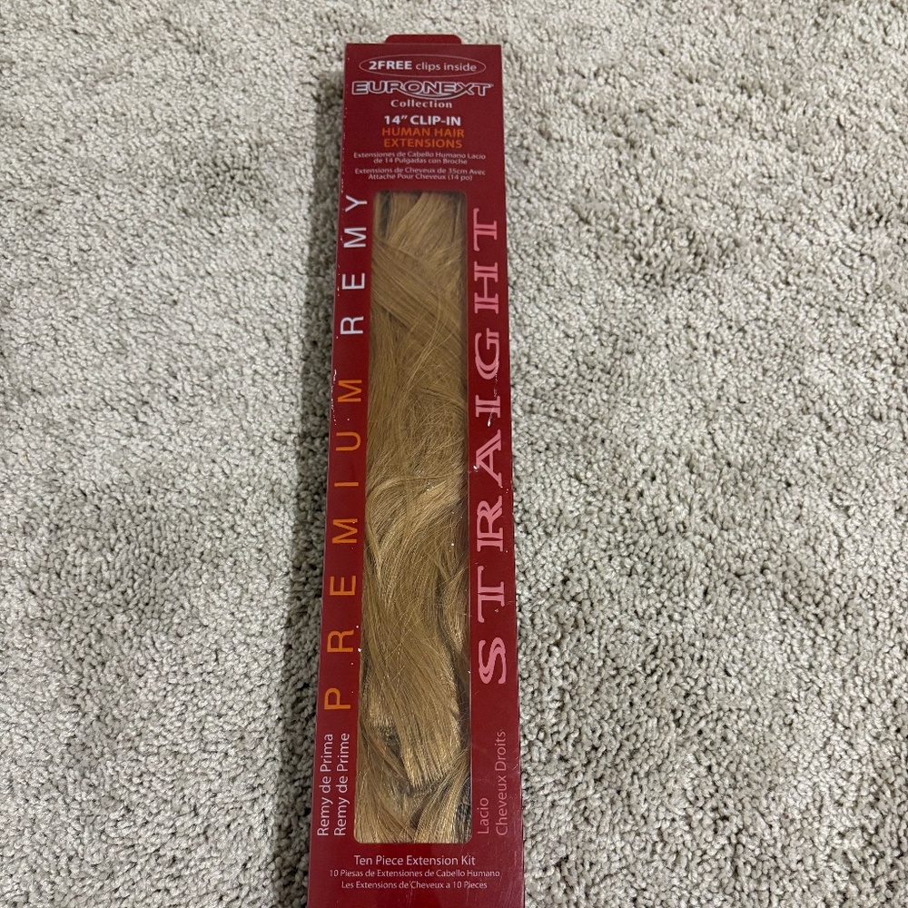 Premium Remy Human Hair Extension Kit 14" Clip-in Straight 10 Piece Caramel